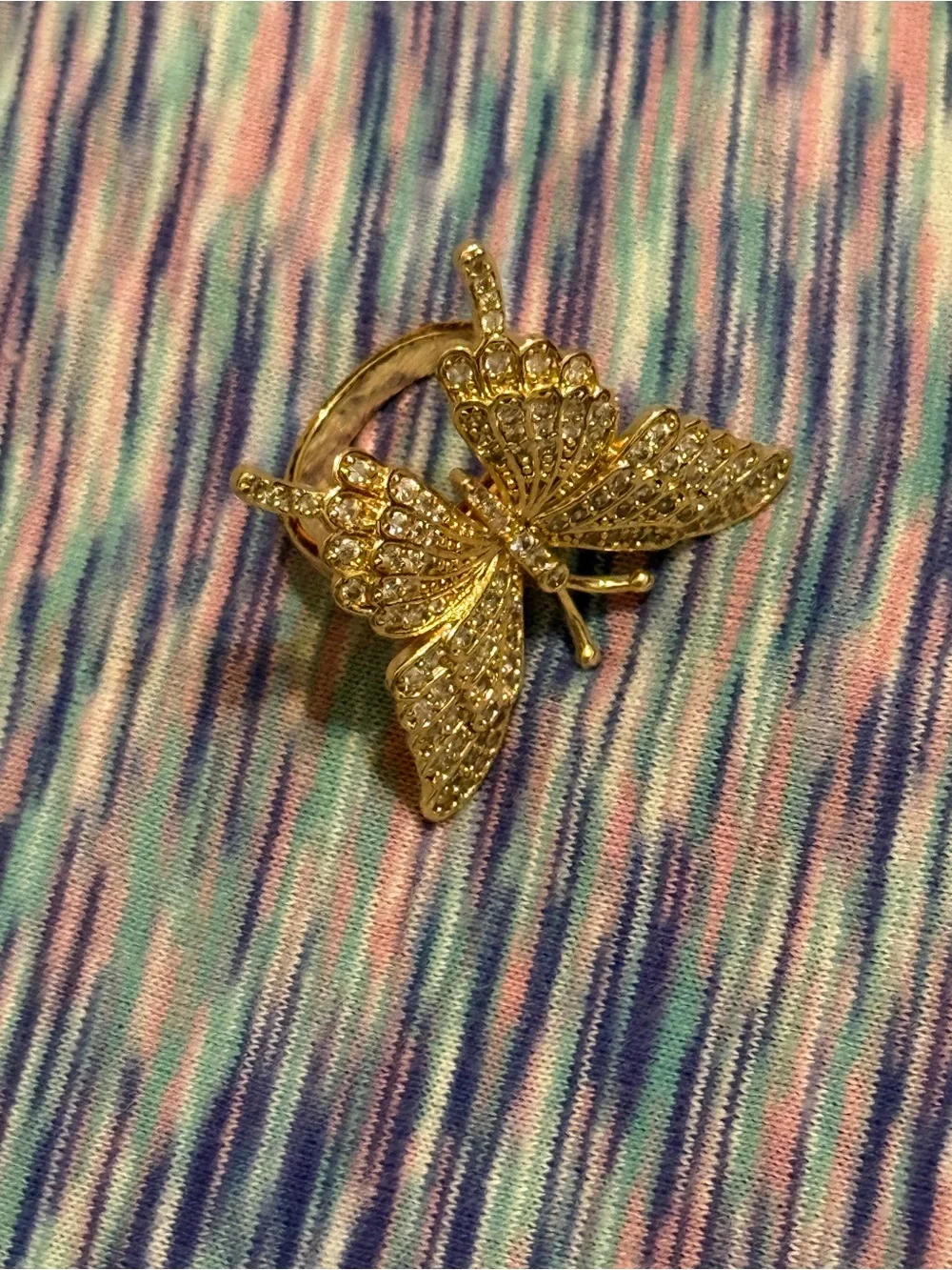 & Other Stories Gold Butterfly Ring with Clear Crystals